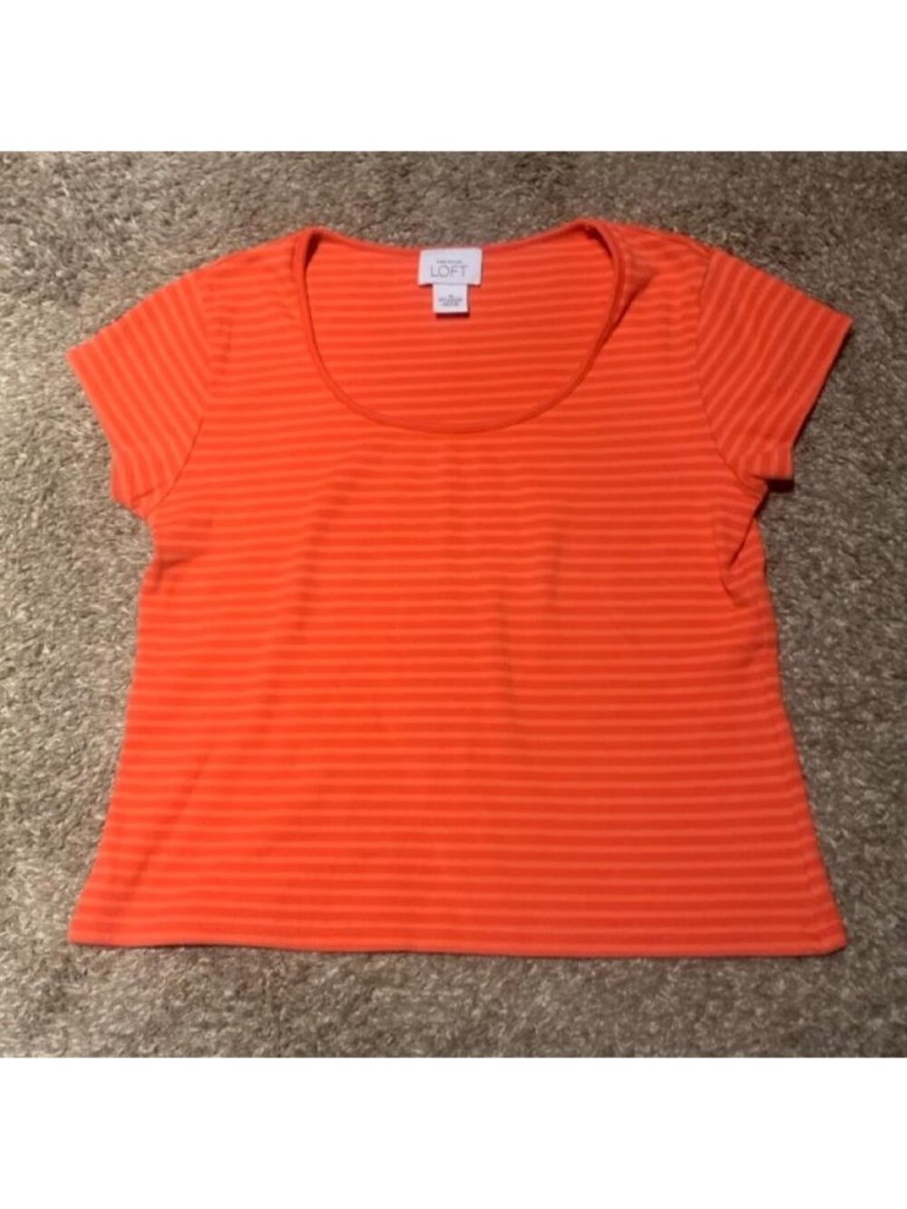Orange striped cotton & spandex top from Ann Taylor LOFT in a M